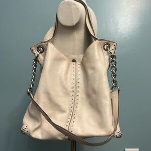 Michael, Michael Kors, cream, shoulder bag, silver hardware